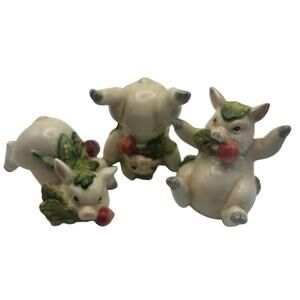 Fitz & Floyd Pig Figurines Set of 3 French Market Farm Decor Porcelain